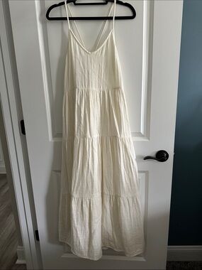 Able Cream Tiered Maxi Sundress